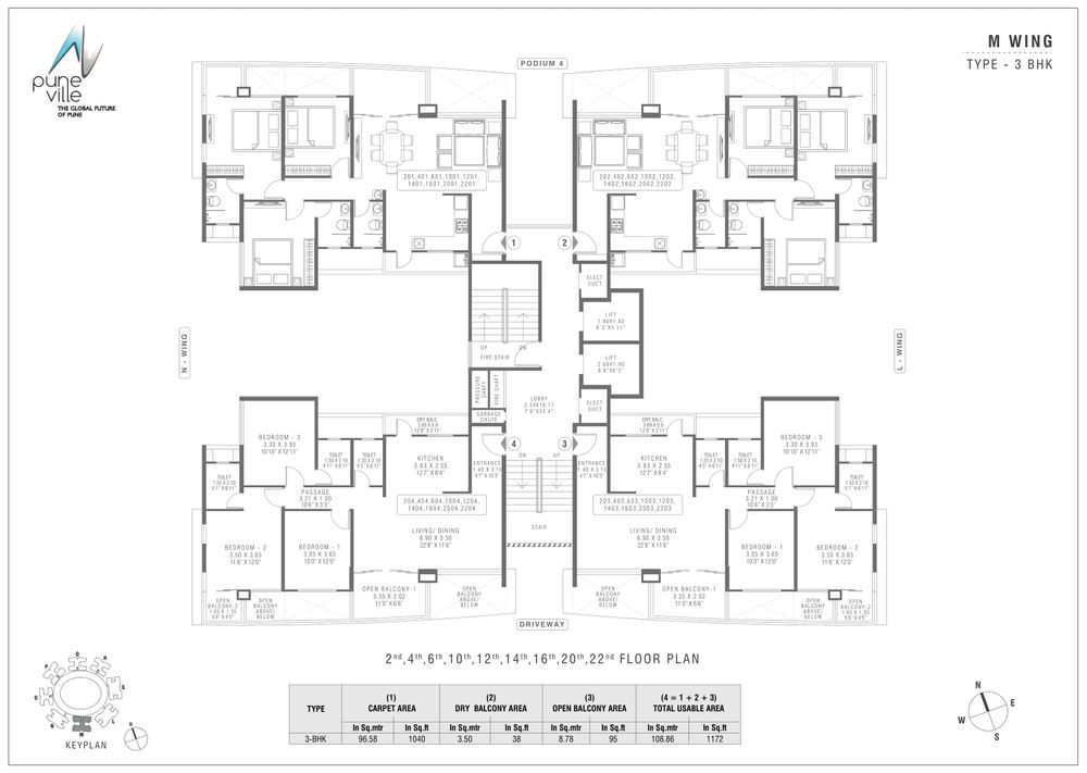 3 BHK Floor Plan For Pharande Spaces punawale