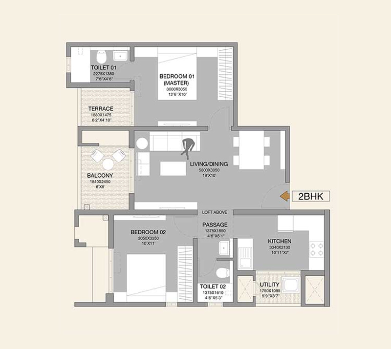 Godrej Hillside 3, 2 BHK Floor Plans